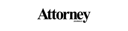 A black and white logo for the attorney journal