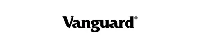 A black and white vanguard logo on a white background.