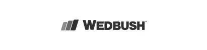 A black and white logo for wedbush on a white background.