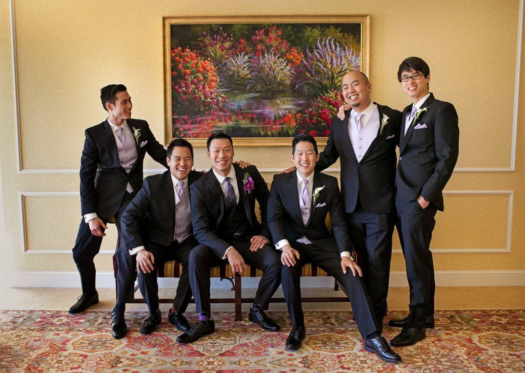 A group of groomsmen at the Ritz Carlton in Pasadena