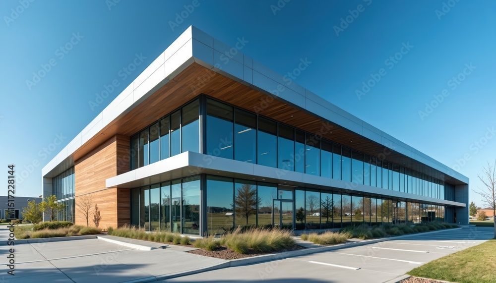 Person mopping a concrete floor in an office hallway; yellow bucket on wheels.