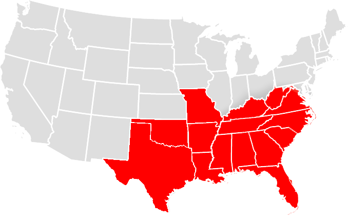 Map of Southeast United States