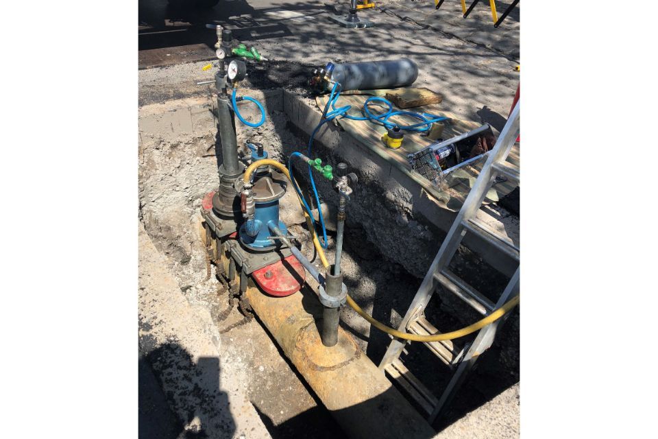 cutting an underground pipe