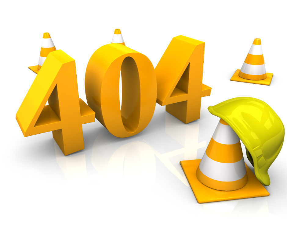 the number 404 is surrounded by construction cones and a hard hat