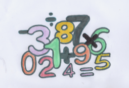 A bunch of colorful numbers on a white background