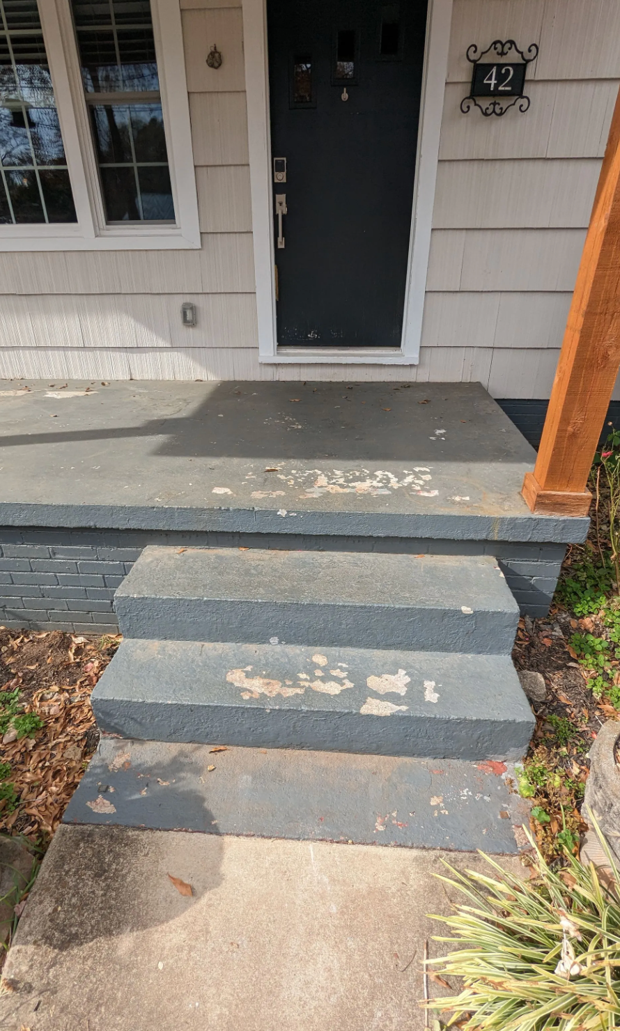 Elite Outdoor Living Solutions is installing an outdoor concrete stairway for a porch area in Oklahoma City.