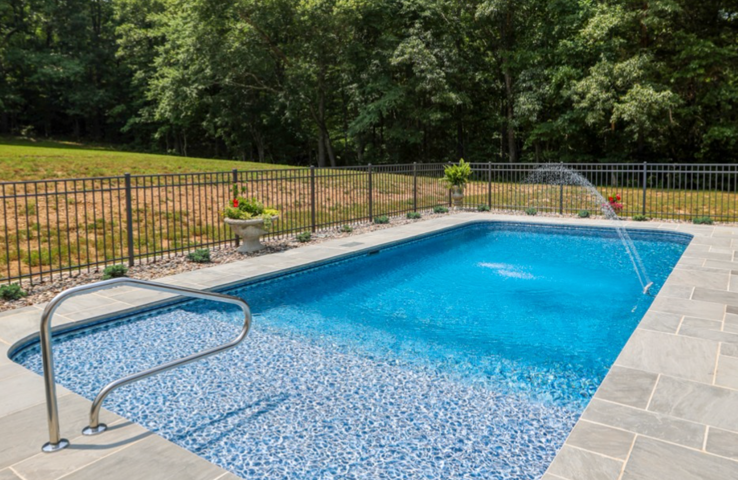 Oklahoma City pool with new liner replacement and fresh blue finish
