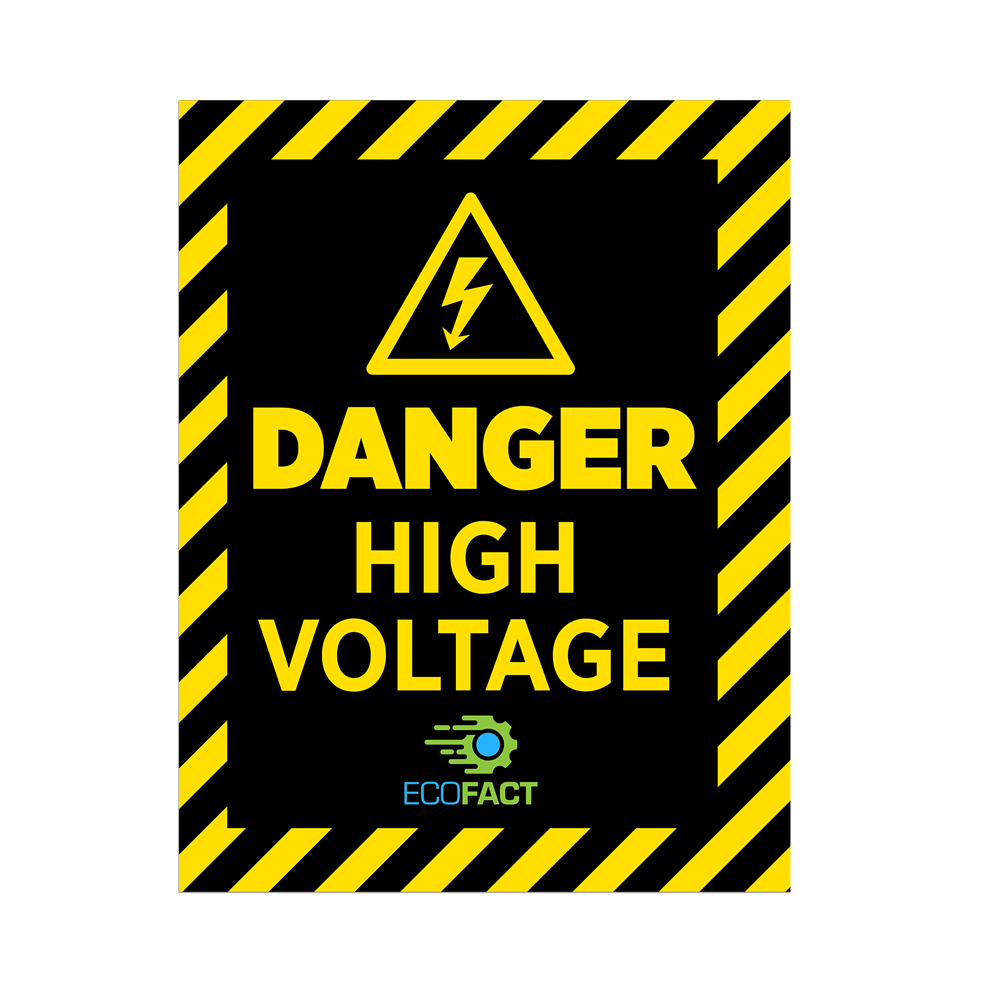 A black and yellow sign that says danger high voltage