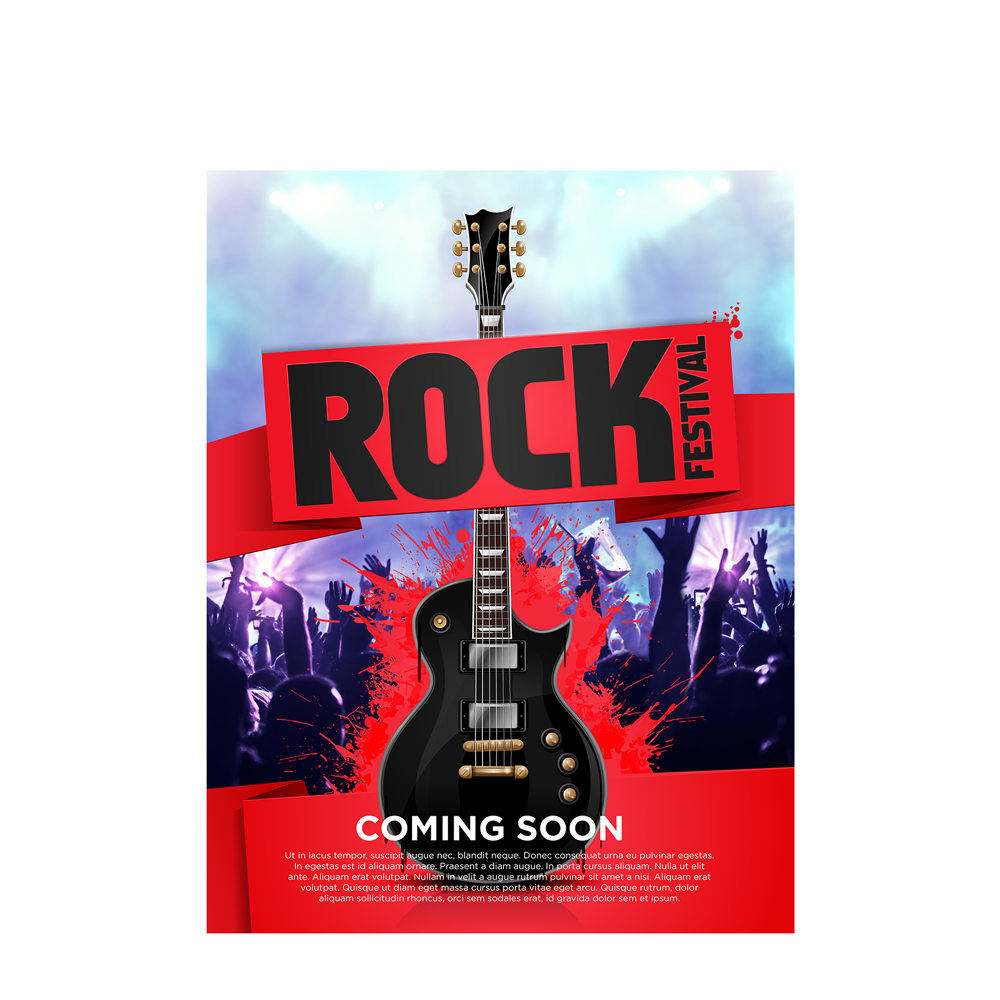 A poster for a rock festival with a guitar on it.