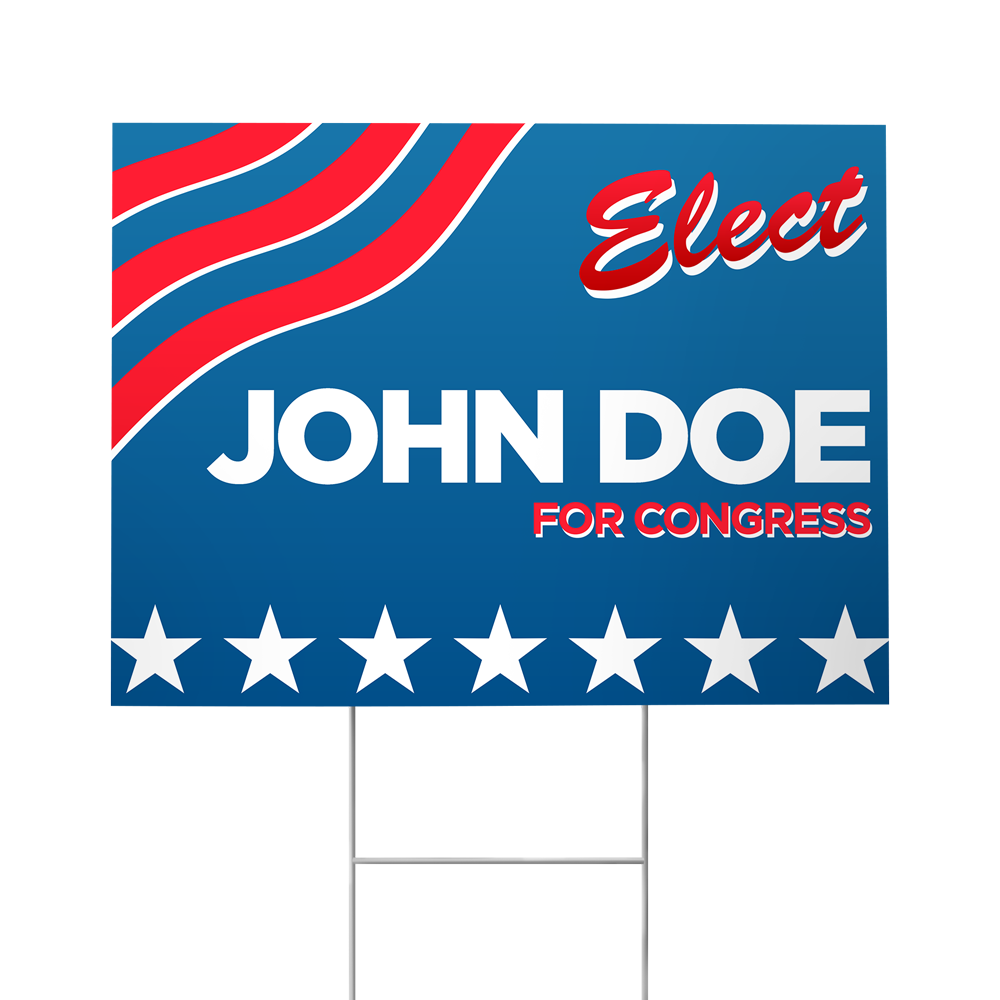 A blue and red sign that says john doe for congress