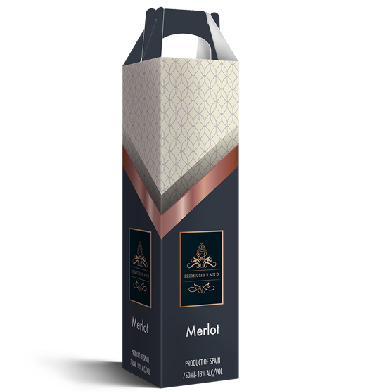 A box with a handle that says merlot on it