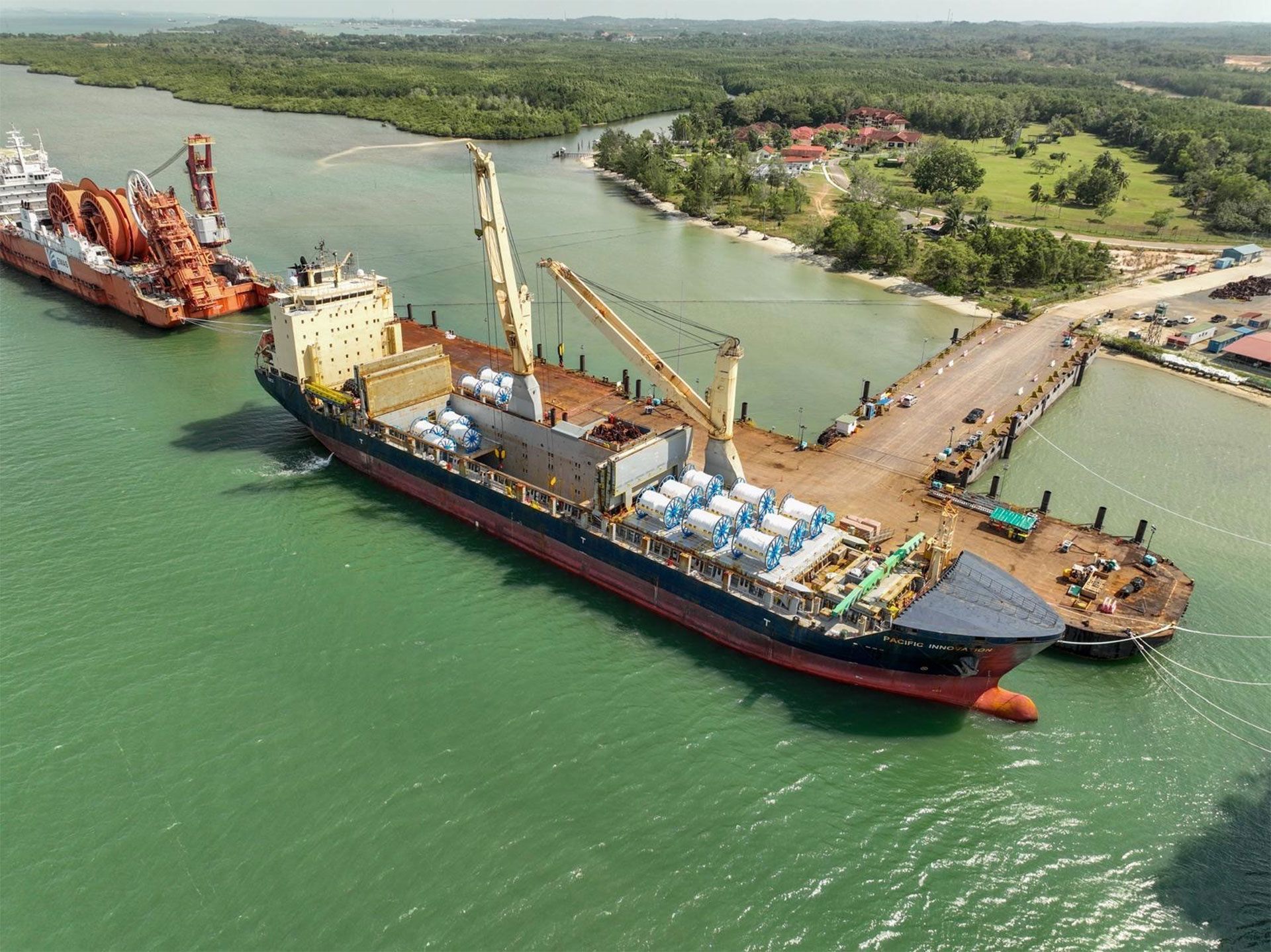 Mooring equipment sitting on barge