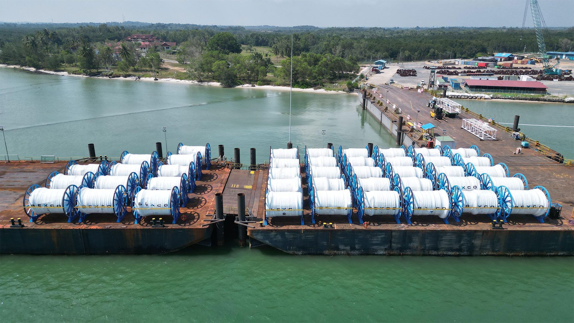 Mooring equipment sitting on barge