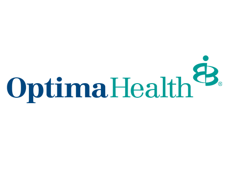 the optima health logo is blue and green on a white background .