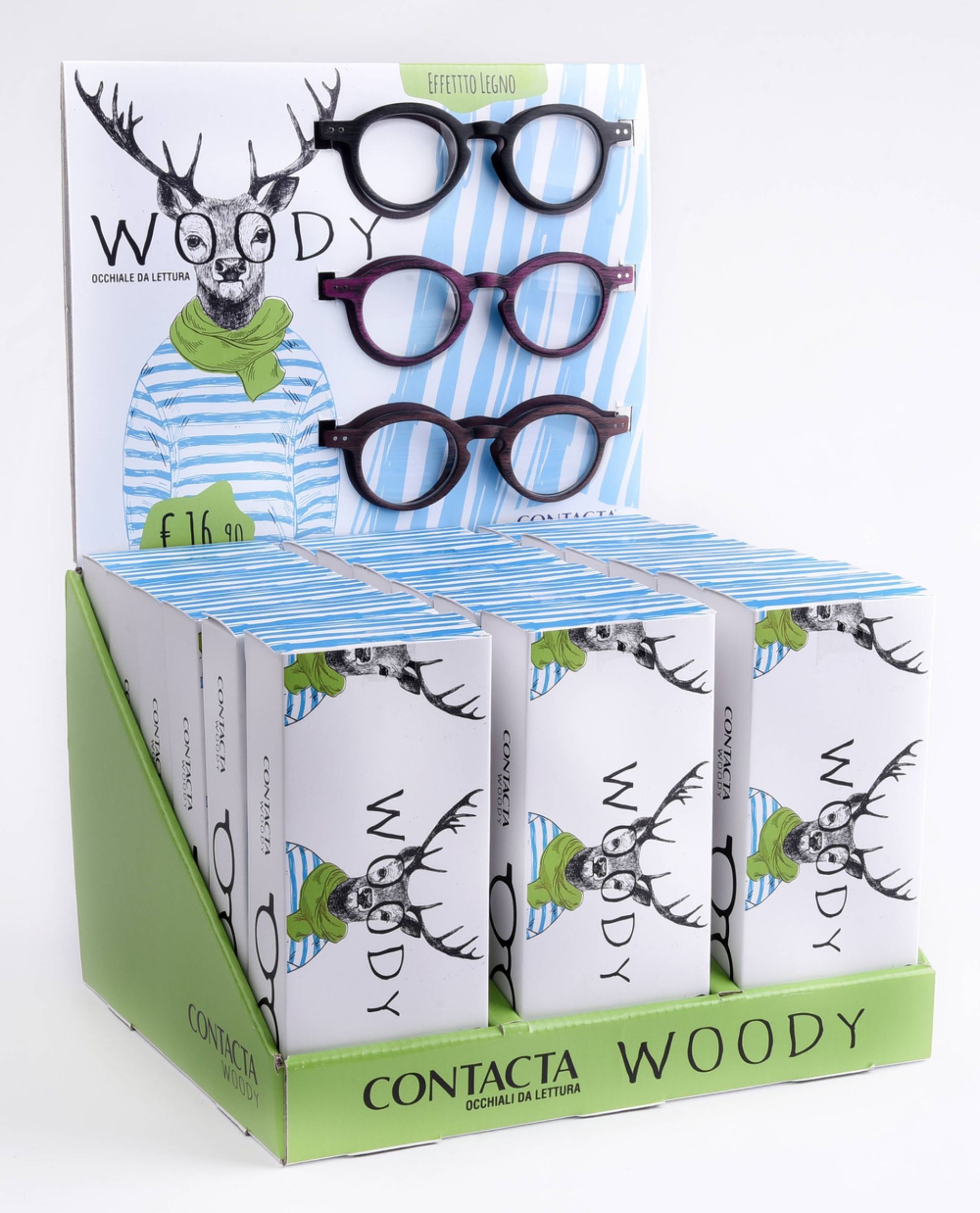 espositore in cartone per negozio di ottica