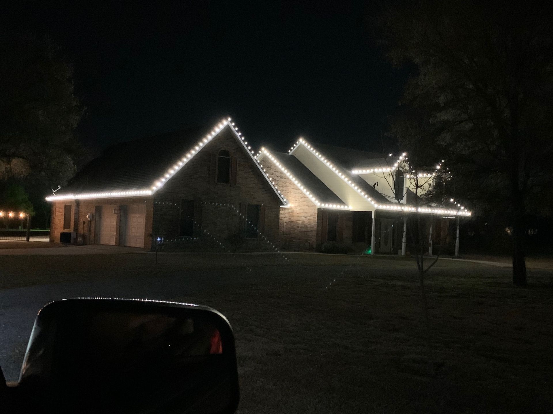 dormers with white christmas lights