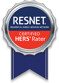A badge that says resnet residential energy services network certified hers rater