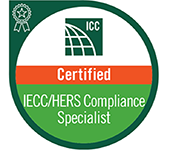 A green and orange circle with the words `` certified iecc / hers compliance specialist '' on it.