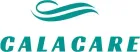 Logo of Calacare in teal font with a teal curved design above the text.