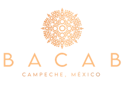 Un logotipo para bacab campeche méxico con un diseño circular sobre un fondo blanco.