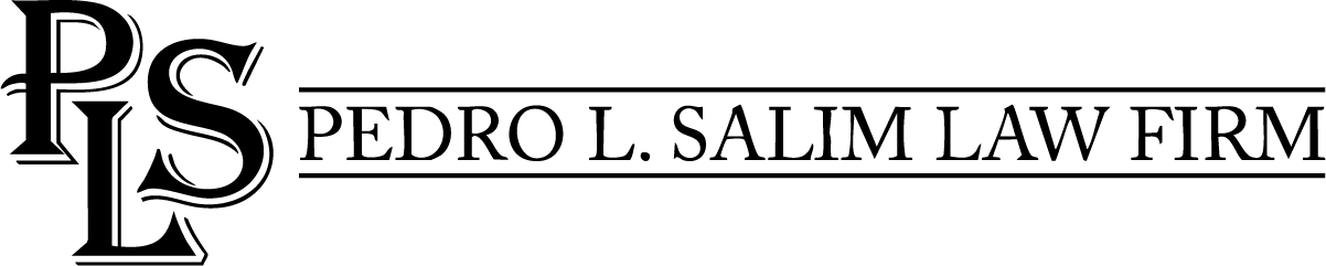 A black and white logo for pedro l. salm law firm
