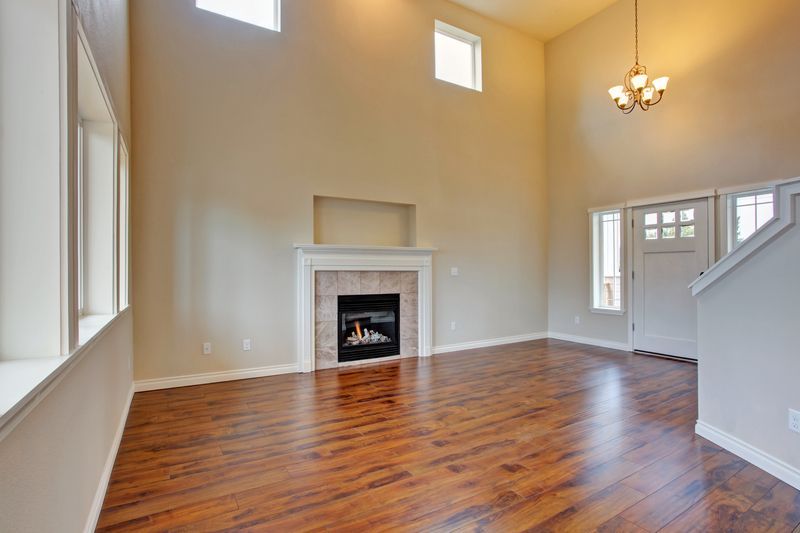 Living area room with refinished hardwood floor. 
