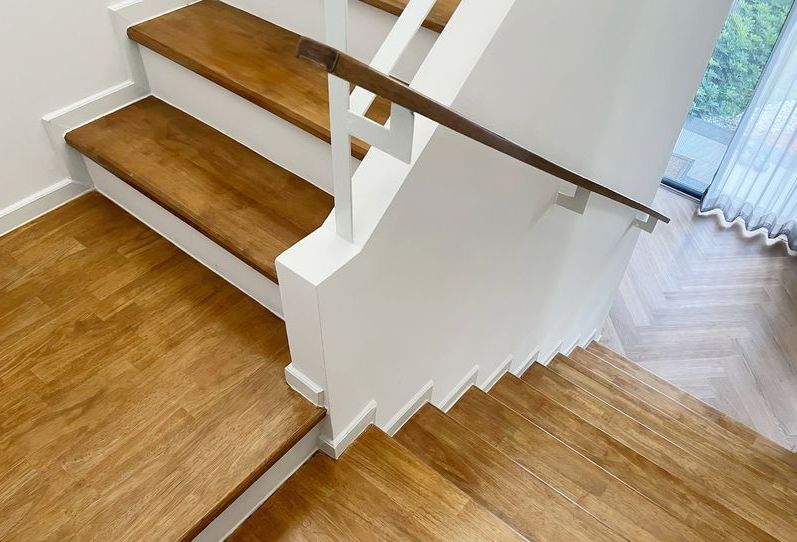 Refinished hardwood stairs