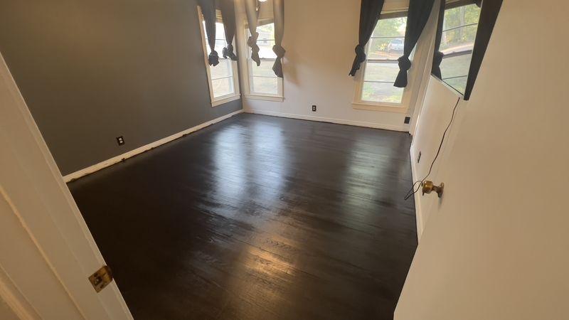 Newly stained restained wood floor