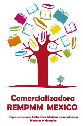 Un logo para comercializadora rempmm mexico con un árbol hecho de libros