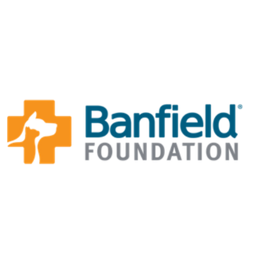 The banfield foundation logo has a cross with a dog on it
