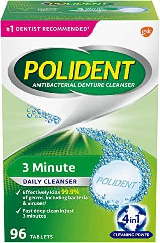 Polident antibacterial denture cleanser 3 minute daily cleanser 96 tablets