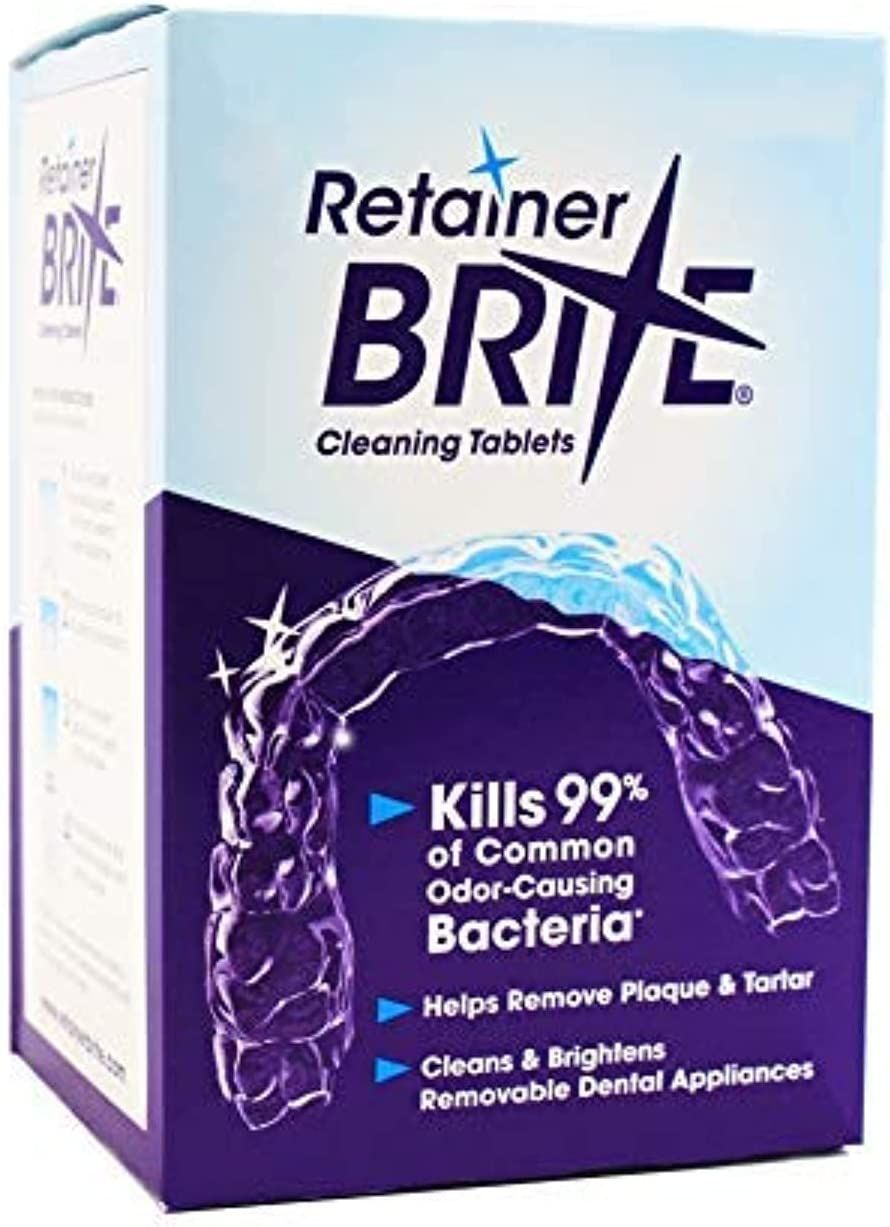 A box of retainer brite cleaning tablets.