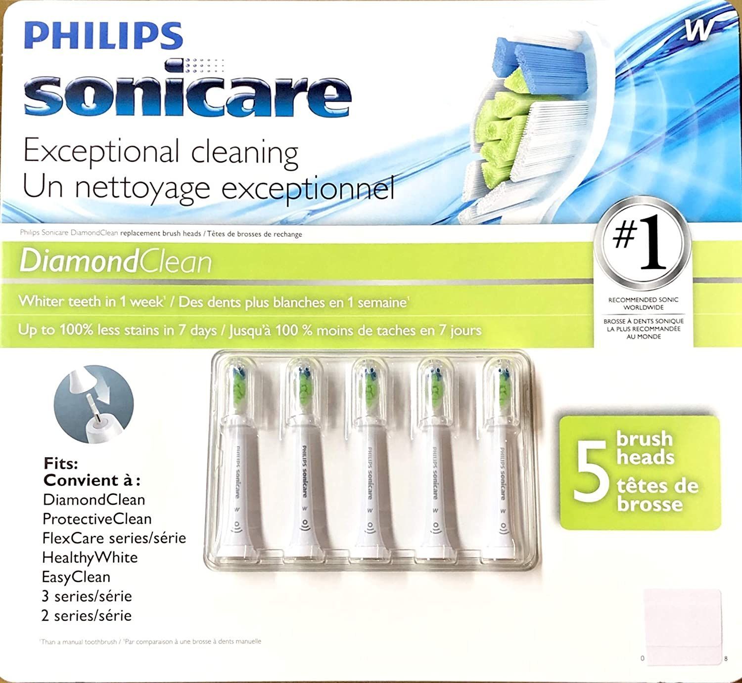 A box of philips sonicare exceptional cleaning brush heads