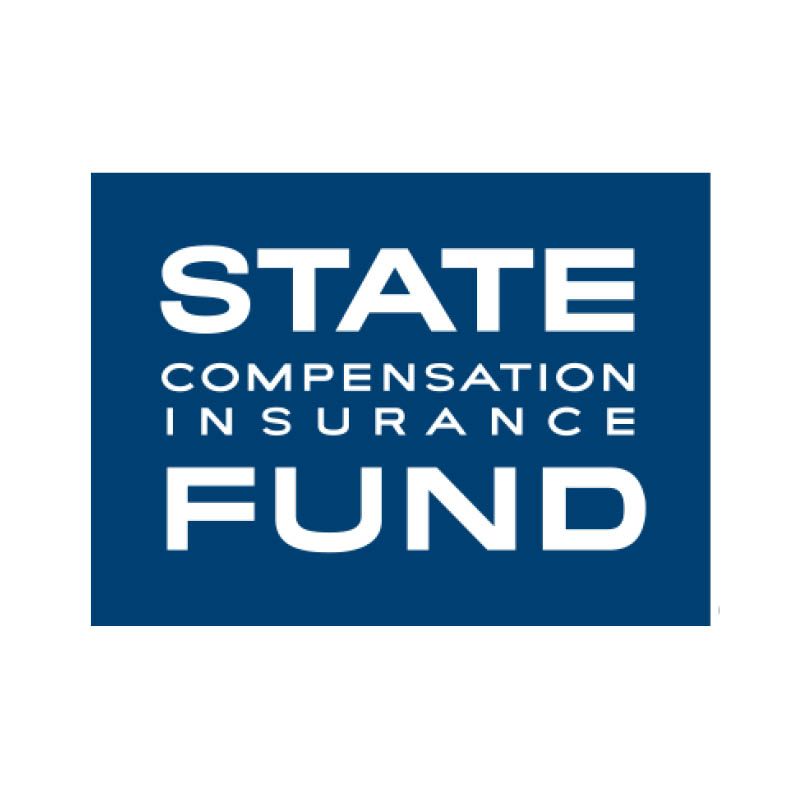 State Compensation Insurance Fund logo in white text on a blue square