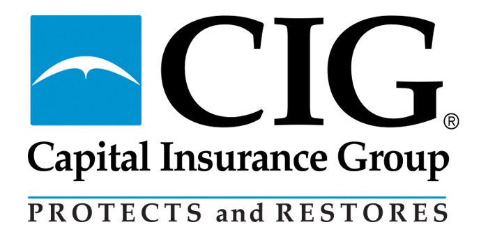 CIG Capital Insurance Group logo with blue icon and tagline “Protects and Restores”