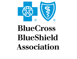 BlueCross BlueShield Association logo with blue cross and shield icons and black text on white background