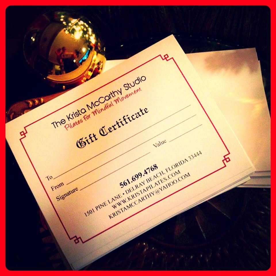 A gift certificate from the krista mccarthy studio