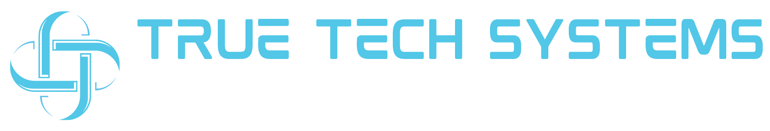 Logo for True Tech Systems, with a light blue emblem and text.