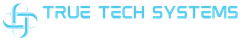 True tech systems computer solutions logo on a blue background
