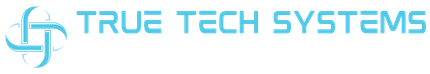True tech systems computer solutions logo on a blue background