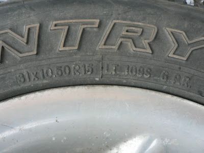 A close up of a tire on a car wheel.