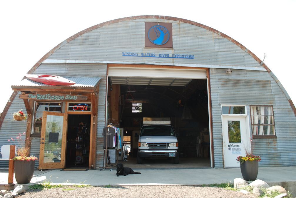 Front View of Shop with Car Parked Inside