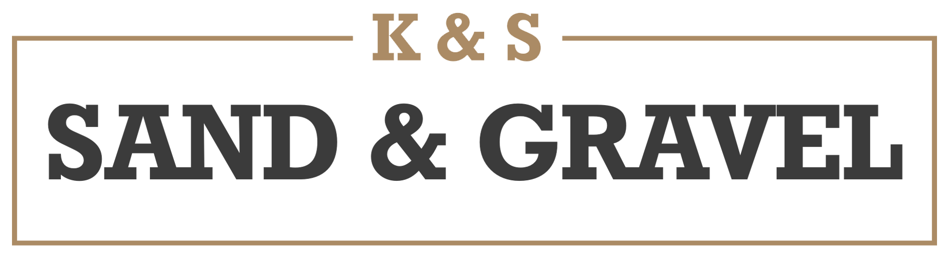 A logo for k & s sand & gravel on a white background.