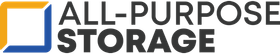 Logo for All-Purpose Storage. The logo has a blue and yellow square shape next to the text 