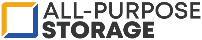 Logo for All-Purpose Storage. The logo has a blue and yellow square shape next to the text 