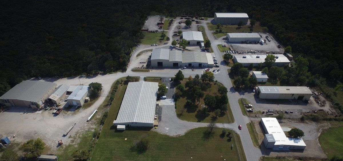 Aerial view of the Pipeline Equipment, Inc. campus centrally located in the heart of America in Tulsa, Oklahoma