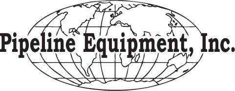 A black and white logo for pipeline equipment inc.