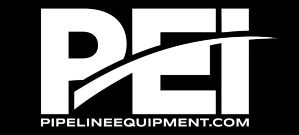 The logo for pei pipeline equipment is white on a black background.