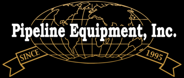 A logo for pipeline equipment inc. with a globe