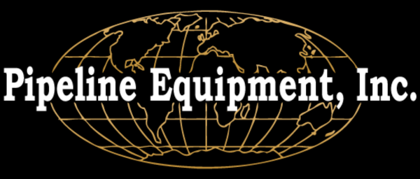 The logo for pipeline equipment inc. has a globe on it